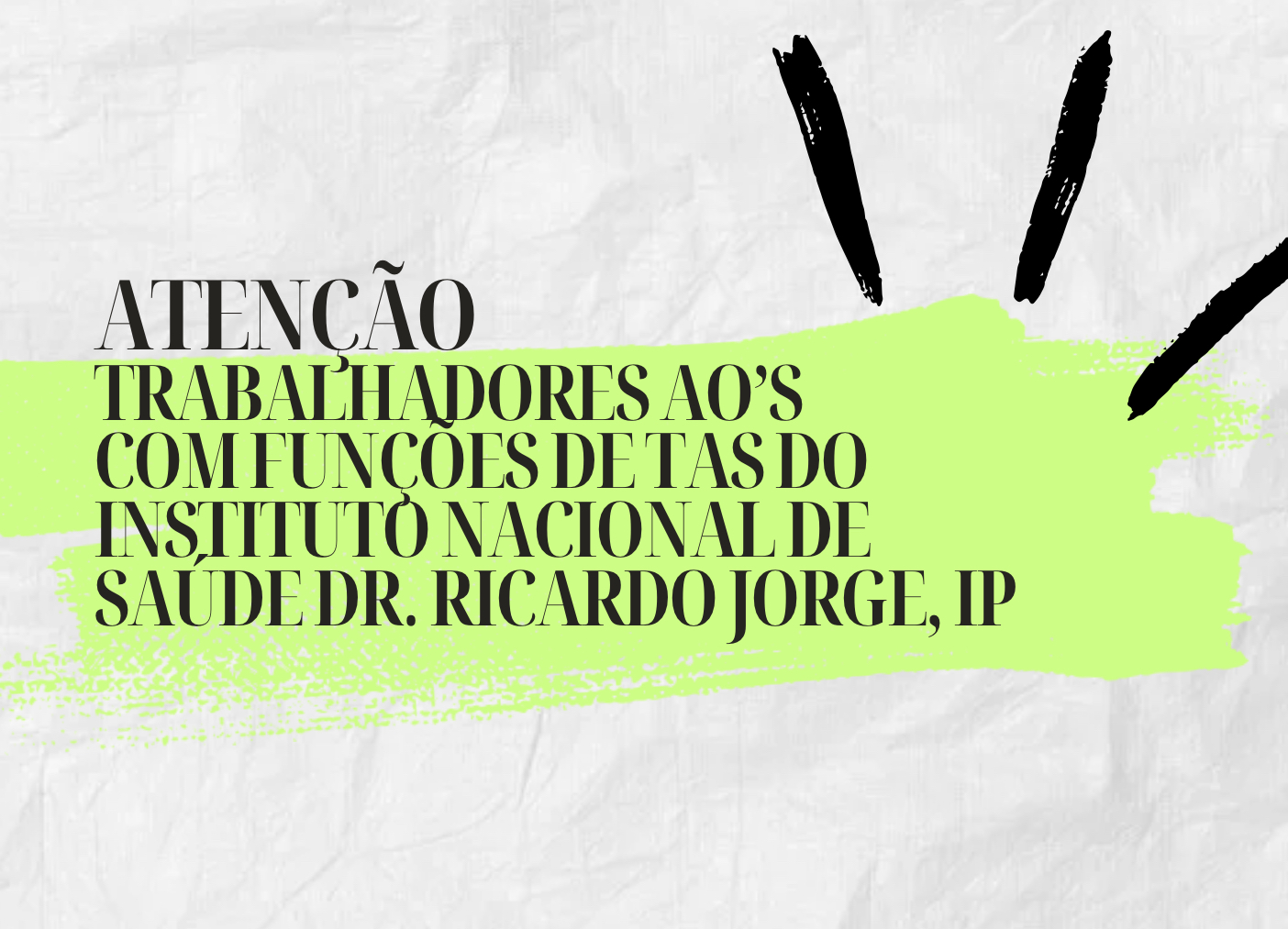 TRABALHADORES ASSISTENTES OPERACIONAIS, COM FUNÇÕES DE TAS DO INSTITUTO NACIONAL DE SAÚDE DR. RICARDO JORGE, IP RECORREM À GREVE